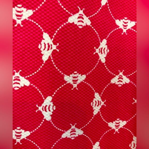 Talbots NWT Bright Pink Bee Print w/white trim & pockets crisp cotton pique - Picture 4 of 9